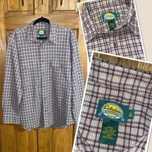 Cabela's Men's Checkered Shirt - Burgundy and Cream